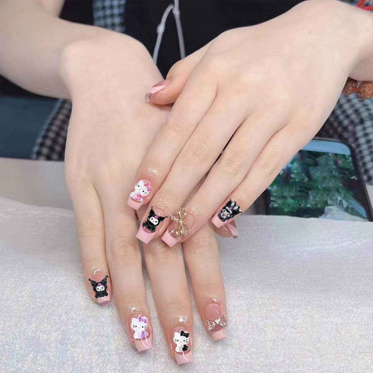 MAYCREATE 70Pcs 3D Nail Decals Flatback Nail Decal Charms Sanrio Nail Decal Charms 7 Designs Kuromi and Kitty Themed Resin Cartoon Nail Decals Charms for DIY Nail Art, DIY Handcrafts, Decorations MAYCREATE 70Pcs 3D Nail Decals Flatback Nail Decal Charms Sanrio Nail Decal Charms 7 Designs Kuromi and Kitty Themed Resin Cartoon Nail Decals Charms for DIY Nail Art, DIY Handcrafts, Decorations